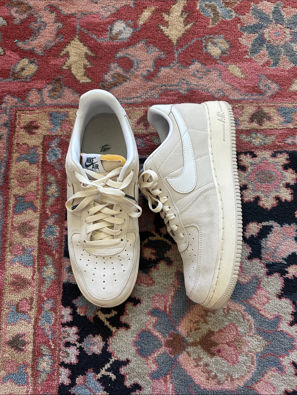 Nike Off-White/Cream Air Force 1 Low Suede Sneakers
